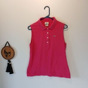 Lacoste Pink Sleeveless Polo Tank Top